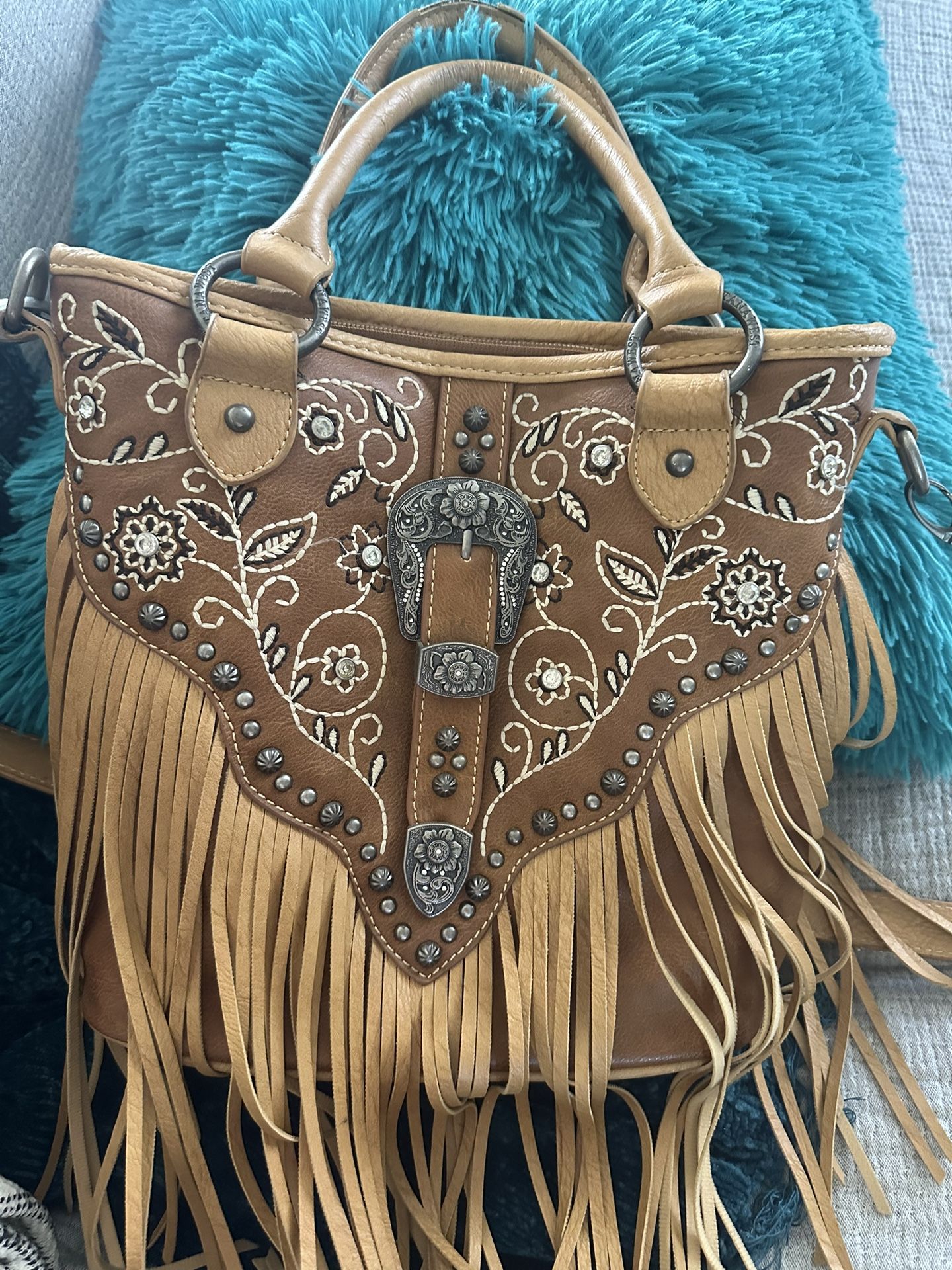 Trendy Fringe Boho Western Leather Purse