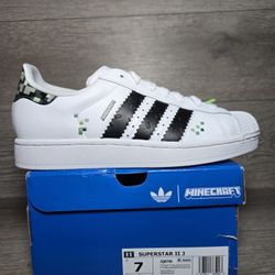 Adidas Superstar II x Minecraft Shoes Kids Size 7 / Womens Size 8 JQ8749 NEW