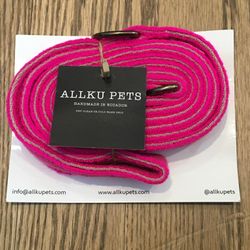 NWT Allku Rellla Pink Dog Leash Brass Hardware 67” Length