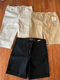 REDUCED !! 3 pair of ladies shorts.   Beige Croft and Barrow are NEW w tags. Black ar size 8.  White and beige are size 6.