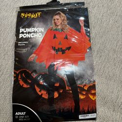 Womens Pumpkin Poncho Size OSFM 