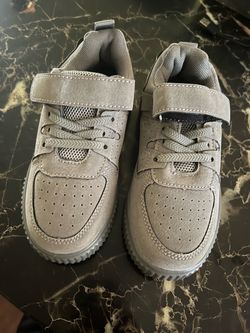 Gray Low-Top Sneakers with Velcro Strap