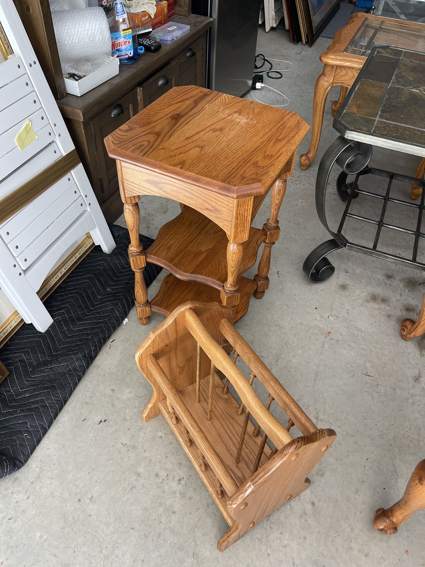 Small Side Table & Magazine Rack - $30