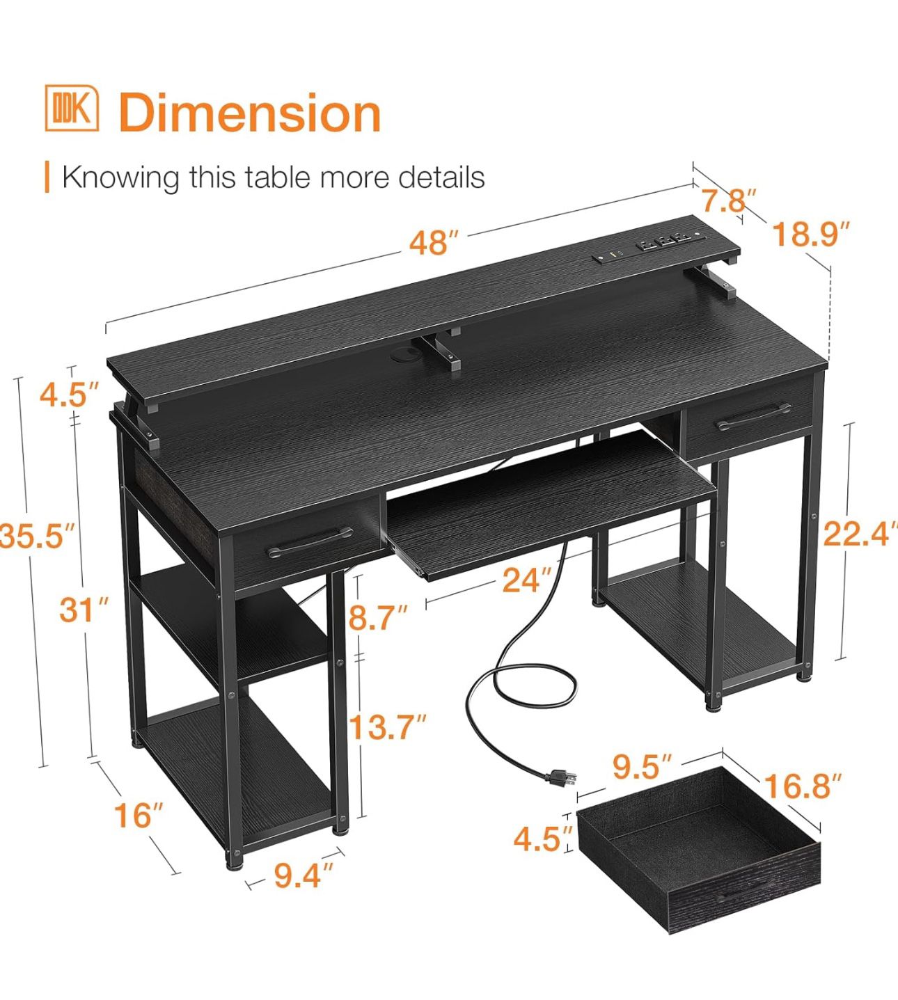Computer Desk With Outlets New