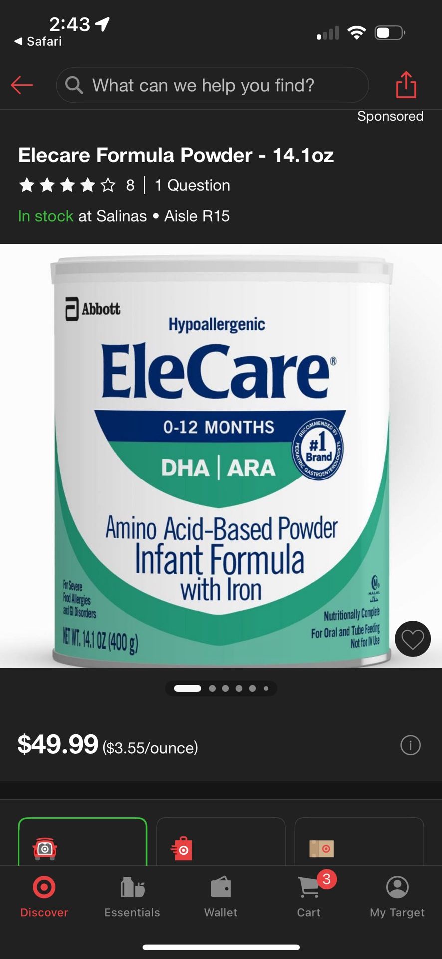 7 Cans Elecare Formula