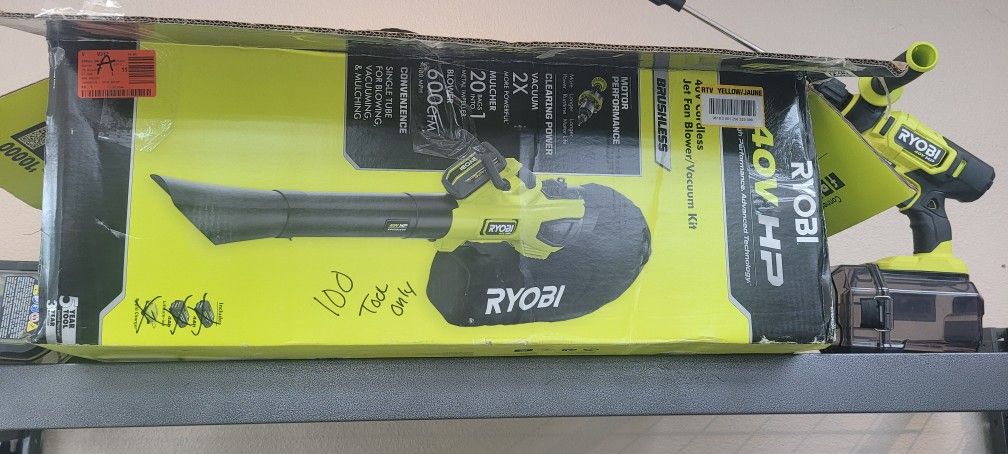 RYOBI 40V BLOWER/ LEAF VACCUM 100$ TOOL ONLY 