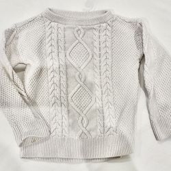 Gap Kid Long Sleeve Cream White Sweater Girls Woven Top 