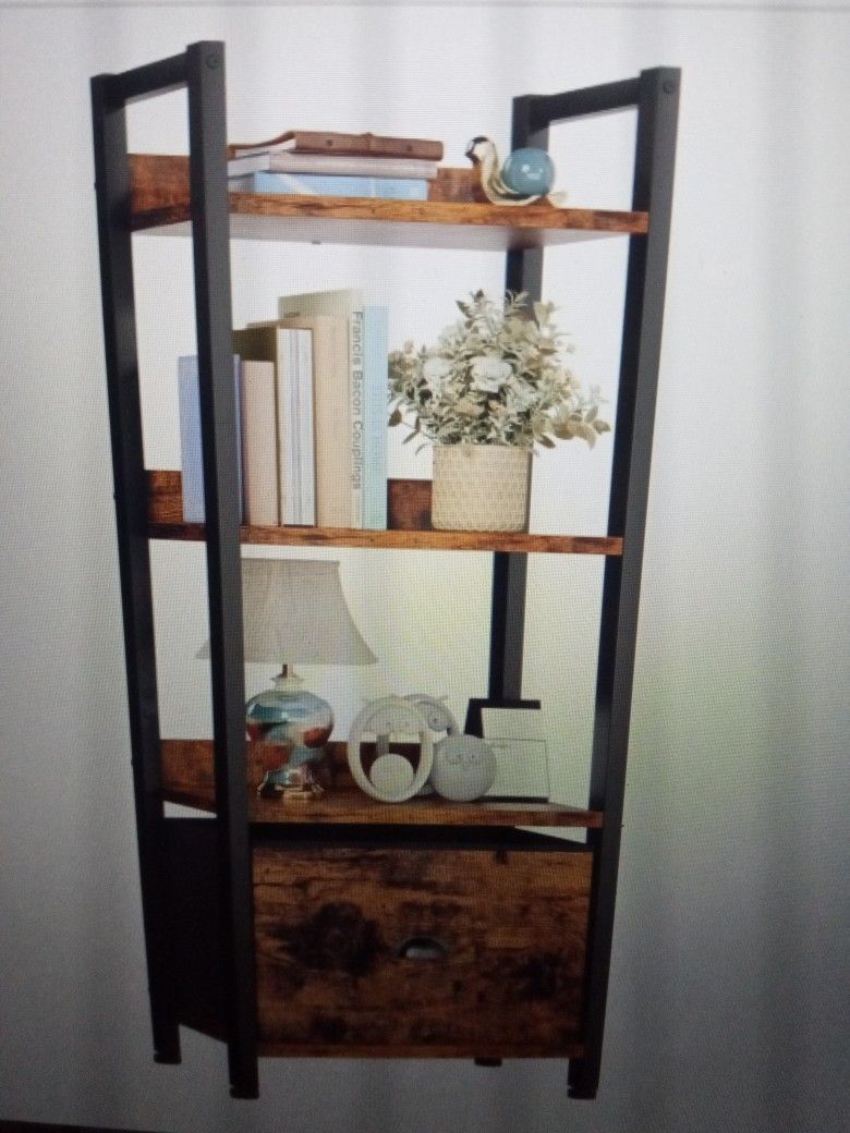 4 Tier Bookshelf With Removable Drawer