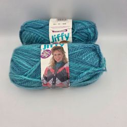 2 Teal #321 Jiffy Lion Brand Norfolk Yarn Mohair Look 2.5 oz 115 yd Dupont Orlon