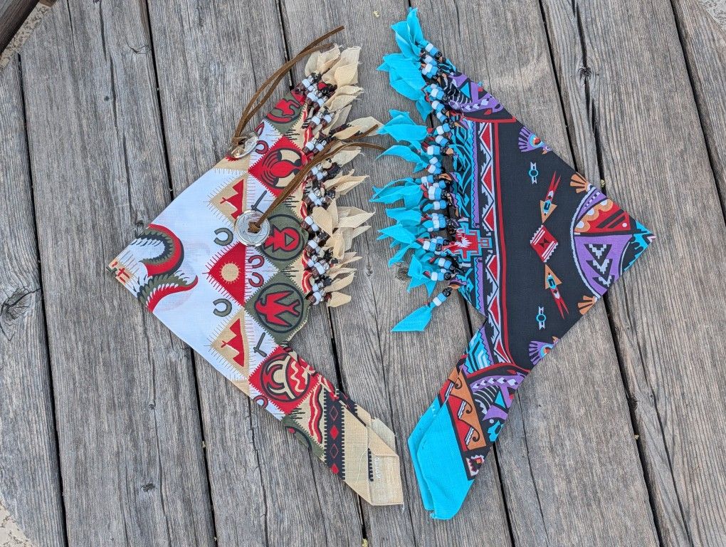 Southwestern Beaded Fringe Bandana Scarf Set (2 PCS) Cowgirl & Native Accessory
