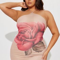 Fashion Nova Large Rose Print Dress