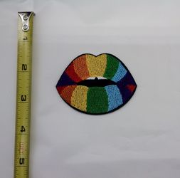 LGBT Rainbow Lips Embroidered Iron On Patch 