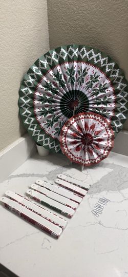 Christmas Paper Fan Decorations Set