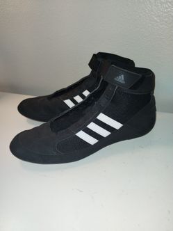 Adidas HVC Black/White Wrestling Lutte Shoes AQ3325 Men’s Size 9.5 NO LACES