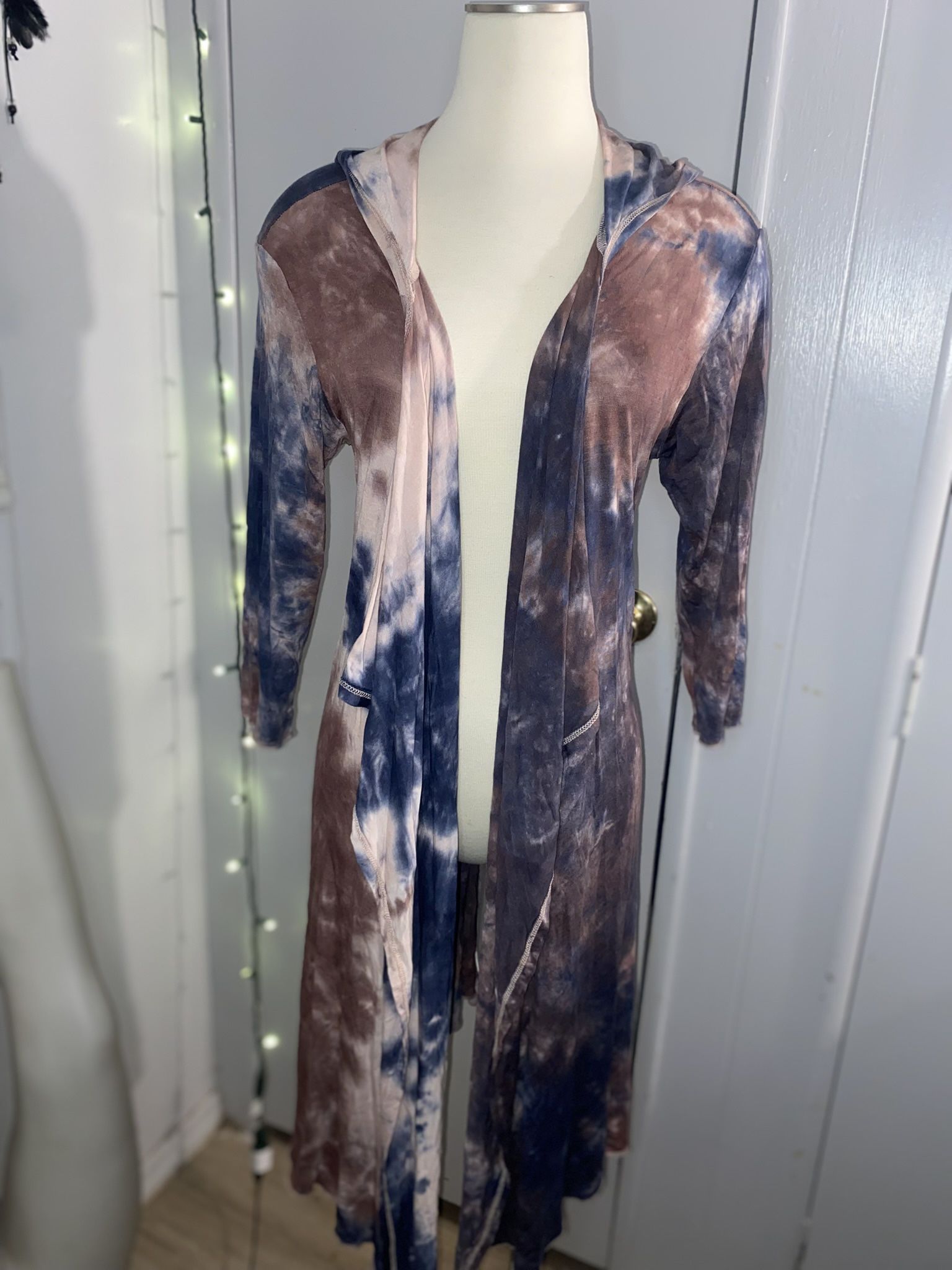 Women Floor Length Open Front Cardigan Lightweight Long Sleeve Maxi Duster with Pockets