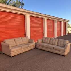 Tan Sleeper Sofa Couch Set 