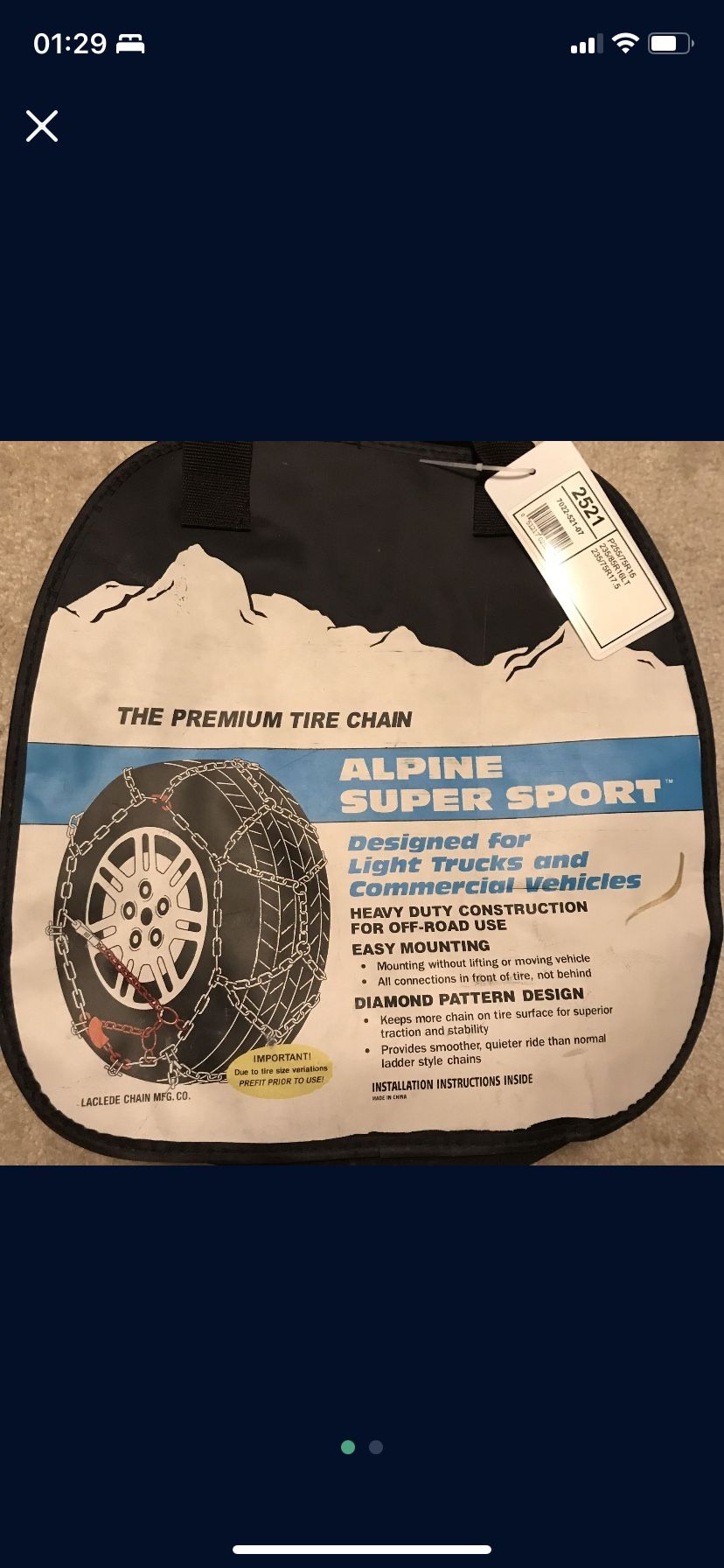 NEW LACLEDE 2521 Alpine Super Sport Light Truck / Commercial Vehicles Diamond Quick Fit Snow Chains