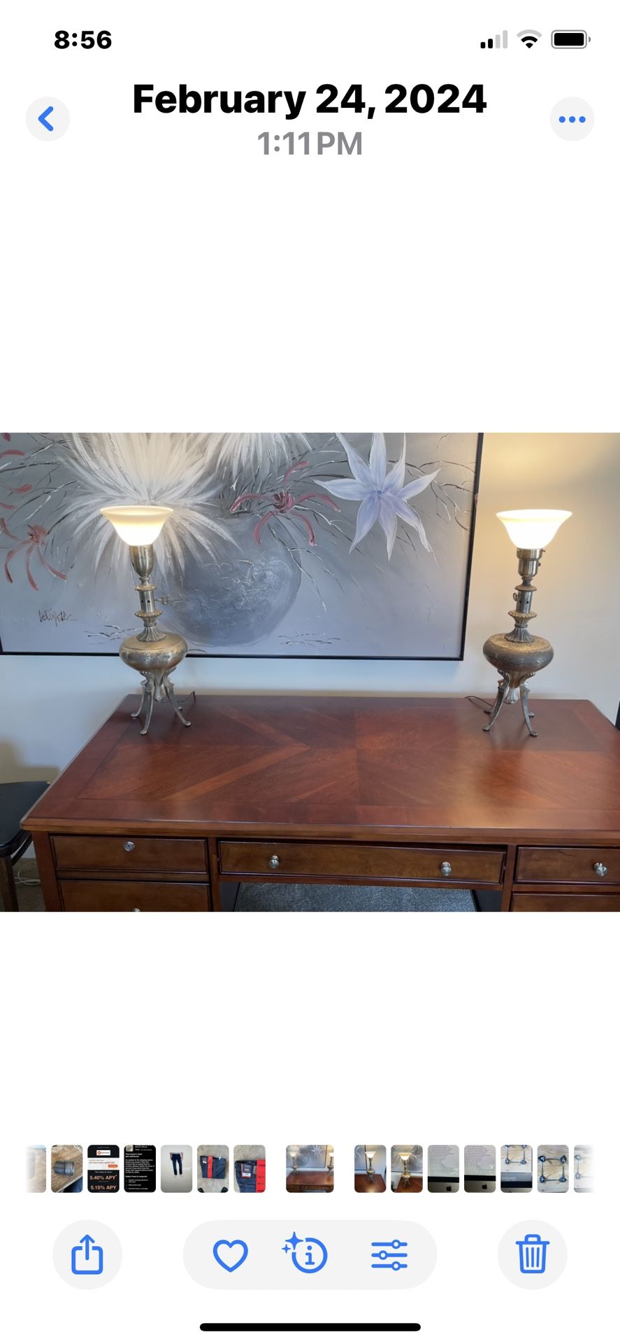 Pair Of Antique Vintage Table Or Desk Lamps