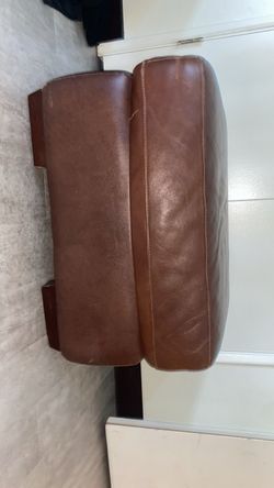 Brown leather mini couch
