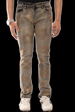 Men's Rhinestone Slim Fit Jeans – Light Tint – Sizes 28-38