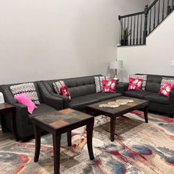 Couch 3 Seater Love Seat Single Seat Coffee Table + 3 Side Table  