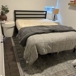 Queen Size Bed Frame + Rug 