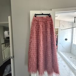 Pink Tulle Long Skirt