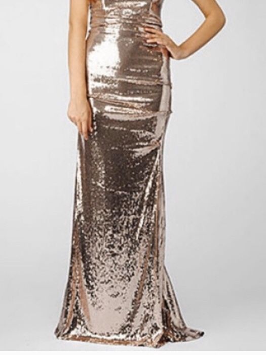 Nicole Miller gold prom strapless dress