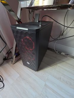 Black Gaming PC Tower with RGB Fans, Monitor included and Cables