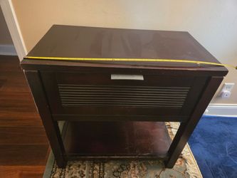Dark Wood Nightstand / End Table with Drawer and Lower Shelf