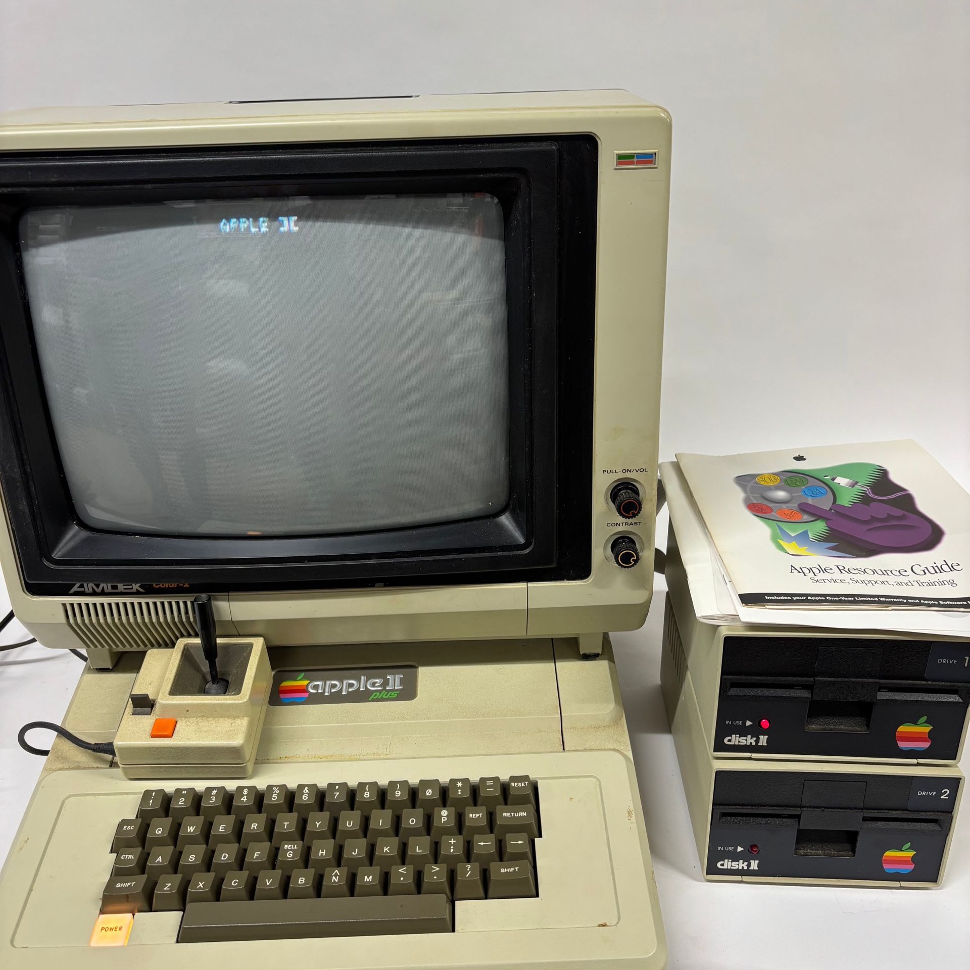 Apple II Plus Vintage Computer with Apple Monitor, 2 Drives, Joystick AA 11040B
