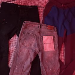 2 purple jeans 1 Nike tech pants