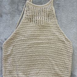 Hollister Open-knit Beige Halter Tank