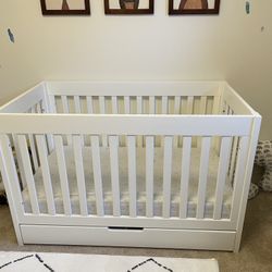 Crib with Toddler Rail and Mattress