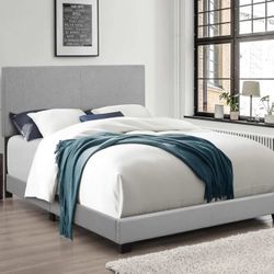 BRAND NEW Light Grey Linen Fabric Bed (3 Sizes)