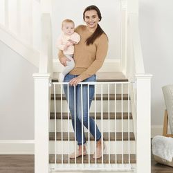 Regalo 2-in-1 Extra Tall Easy Swing Stairway and Hallway Walk Through Baby Gate, White
