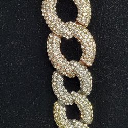 Pave' Encrusted Chain Link Toggle Bracelet