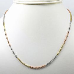 14k Gold Tri Color Mooncut 22inch