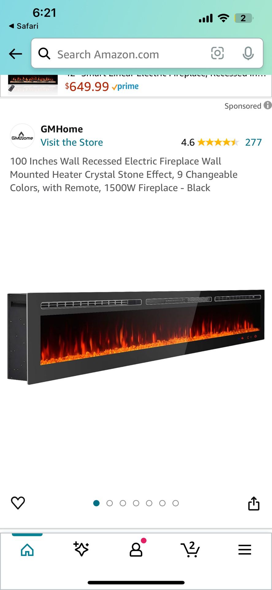 GMHome 100 Inch Electric Fireplace 