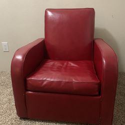 Antique MCM Red Leather Club Chair