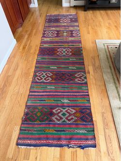 Vintage 3’ x 10’ tribal Kilim rug runner