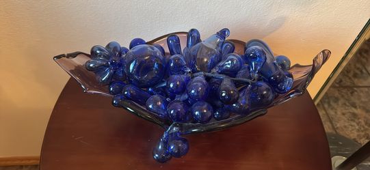 Blue Murano Glass Bowl & Fruit