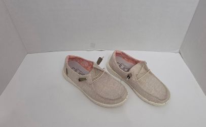 Hey Dudes Wendy Chambray White Nut Slip On Shoes Comfort Women's Size 7
