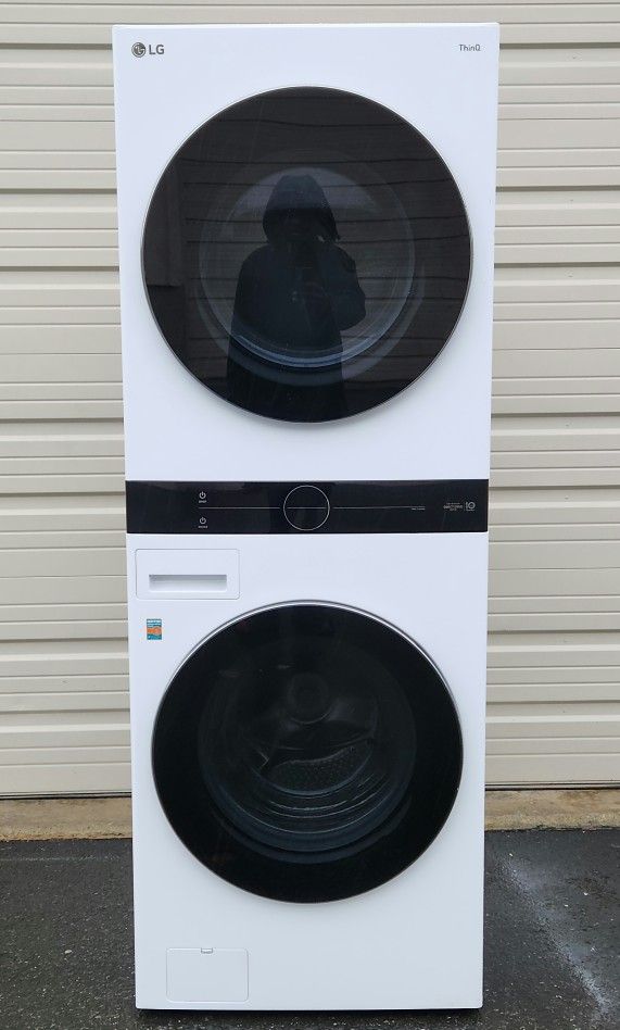 LG White WashTower Electric Stacked Laundry Center