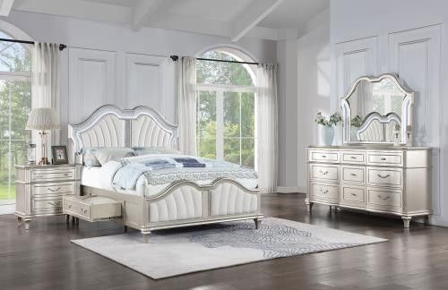 New 4 Pc California King Bedroom Set With Cal King Bedframe Dresser Mirror Nightstand On Sale Now Don't Miss