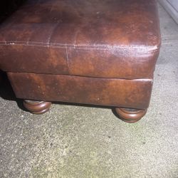 Ashley Furniture Brown Leather Ottoman