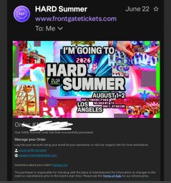 Hard Summer Sunday GA Ticket