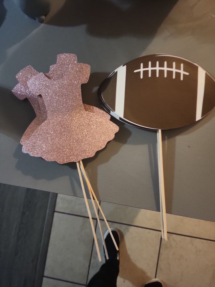 3 Rose Gold Tutu And 3 Football Table Decor