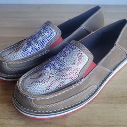 Ariat Women's Slip-On Comfort Shoes 1 US 9 Flag Leather Textile