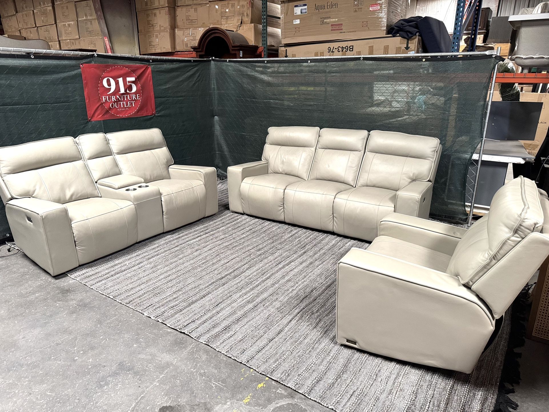 3 Piece Genuine Leather Power Recliners NEW Costco FREE DELIVERY!!! 